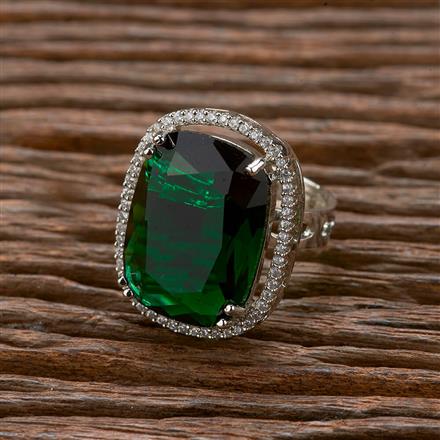 Cubic Zirconia Classic Ring With Rhodium Plating