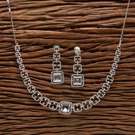 Cubic Zirconia Classic Necklace With Rhodium Plating