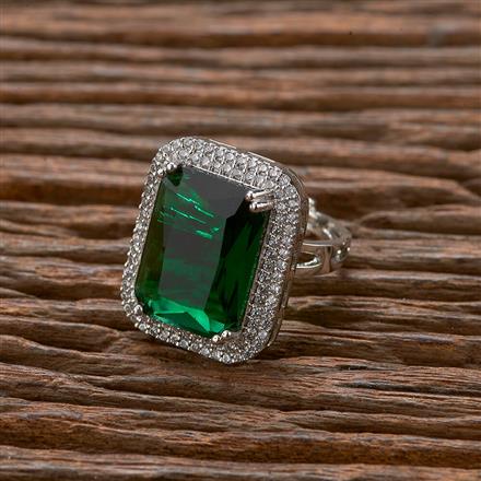 Cubic Zirconia Adjustable Ring With Rhodium Plating