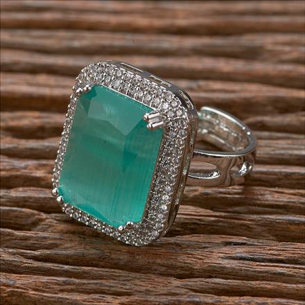Cubic Zirconia Adjustable Ring With Rhodium Plating