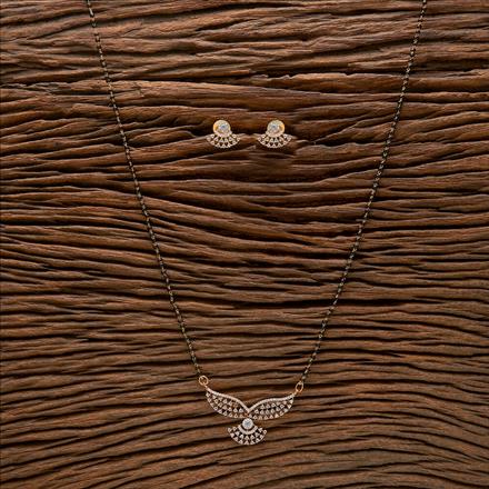 Cubic Zirconia Tanmaniya Mangalsutra With 2 Tone Rhodium Plating