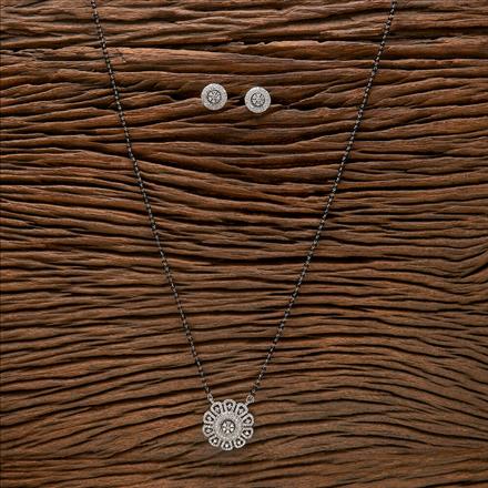 Cubic Zirconia Tanmaniya Mangalsutra With 2 Tone Rhodium Plating