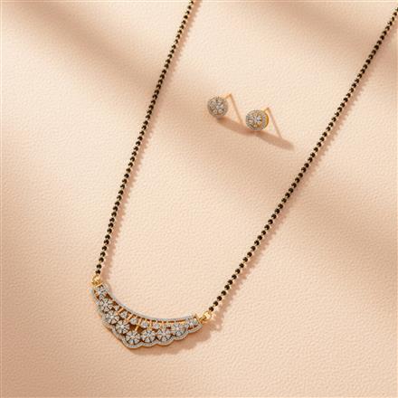 Cubic Zirconia Classic Mangalsutra With 2 Tone Rhodium Plating