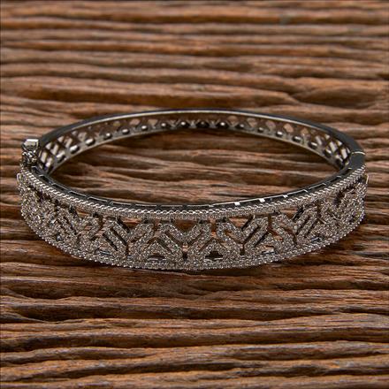 Cubic Zirconia Classic Kada With 2 Tone Black Rhodium Plating