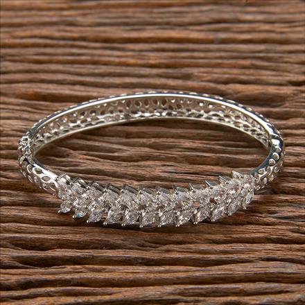 Cubic Zirconia Classic Kada With 2 Tone Black Rhodium Plating
