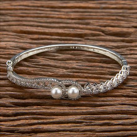 Cubic Zirconia Delicate Kada With 2 Tone Black Rhodium Plating