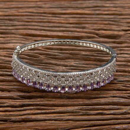 Cubic Zirconia Classic Kada With Rhodium Plating