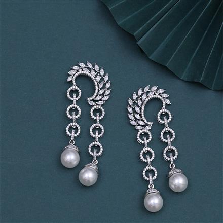 Cubic Zirconia Moti Earring With 2 Tone Black Rhodium Plating