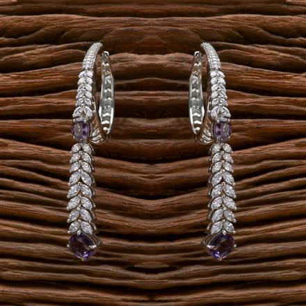 Cubic Zirconia Classic Earring With Rhodium Plating