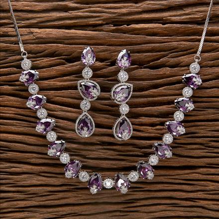 Cubic Zirconia Classic Necklace With Rhodium Plating