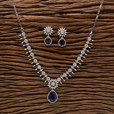 Cubic Zirconia Classic Necklace With Rhodium Plating