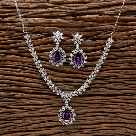 Cubic Zirconia Classic Necklace With Rhodium Plating