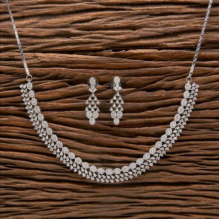 Cubic Zirconia Classic Necklace With 2 Tone Black Rhodium Plating