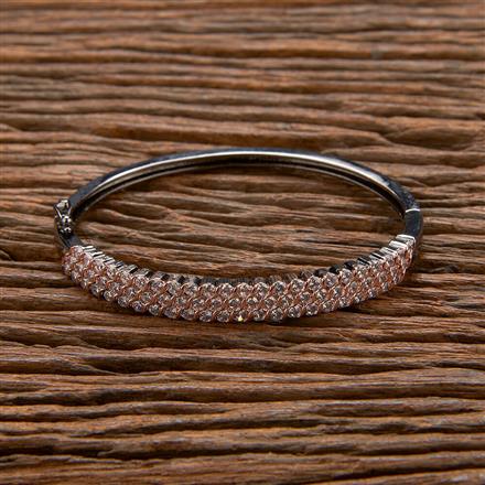 Cubic Zirconia Classic Kada With Black Rose 2 Tone Rhodium Plating