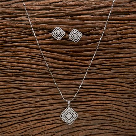 Cubic Zirconia Classic Pendant Set With Rhodium Plating