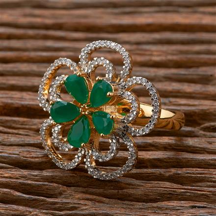 Cubic Zirconia Adjustable Ring With 2 Tone Plating