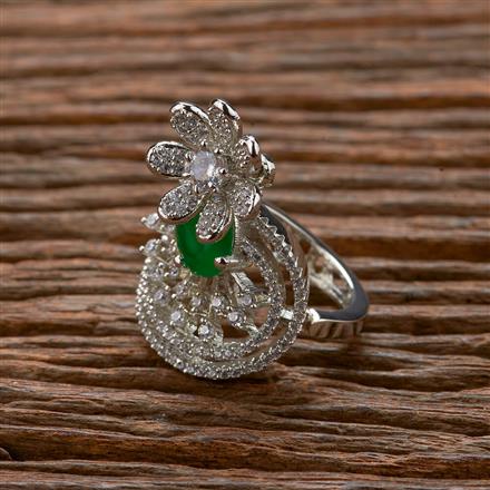 Cubic Zirconia Classic Ring With Rhodium Plating