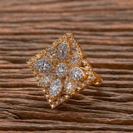 Cubic Zirconia Adjustable Ring With 2 Tone Black Rhodium Plating