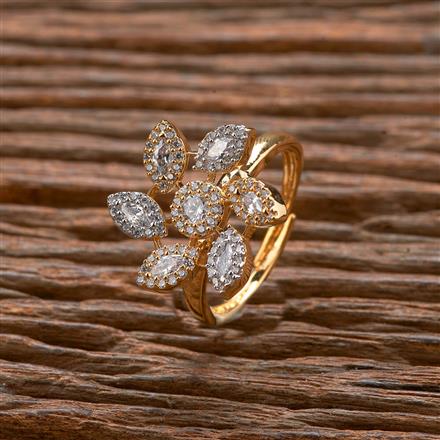 Cubic Zirconia Adjustable Ring With 2 Tone Black Rhodium Plating