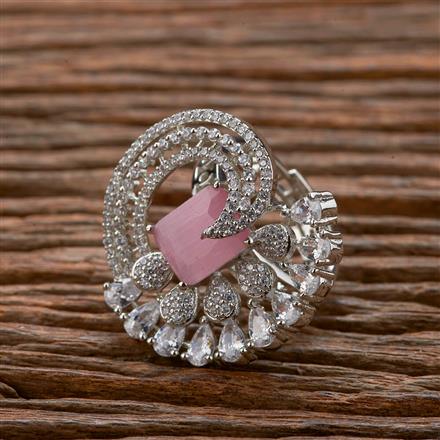 Cubic Zirconia Classic Ring With Rhodium Plating