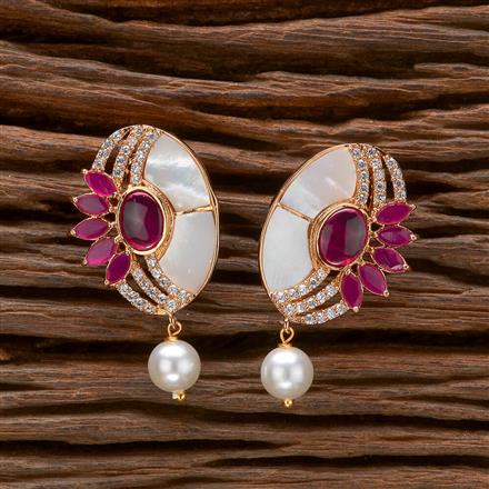 Cubic Zirconia Mother Of Pearl Earring With Gold Plating