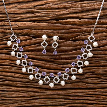 Cubic Zirconia Classic Necklace With Rhodium Plating