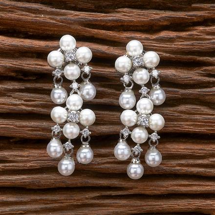 Cubic Zirconia Moti Earring With 2 Tone Rhodium Plating