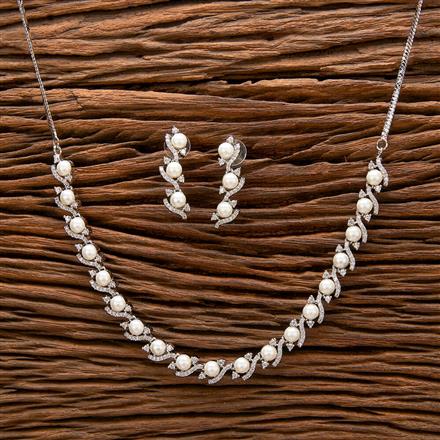 Cubic Zirconia Classic Necklace With 2 Tone Rhodium Plating