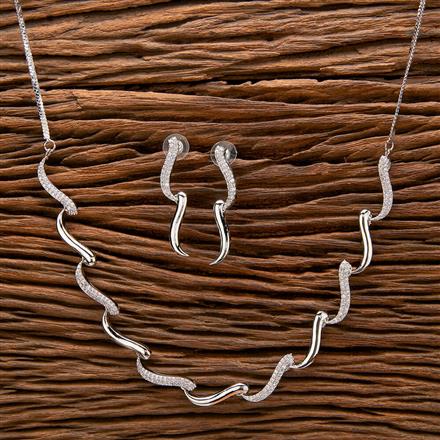 Cubic Zirconia Classic Necklace With 2 Tone Rhodium Plating