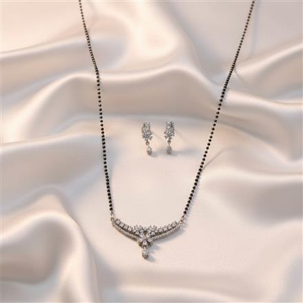 Cubic Zirconia Tanmaniya Mangalsutra With 2 Tone Rhodium Plating