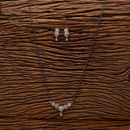 Cubic Zirconia Tanmaniya Mangalsutra With 2 Tone Rhodium Plating