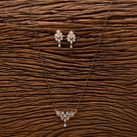 Cubic Zirconia Tanmaniya Mangalsutra With 2 Tone Rhodium Plating