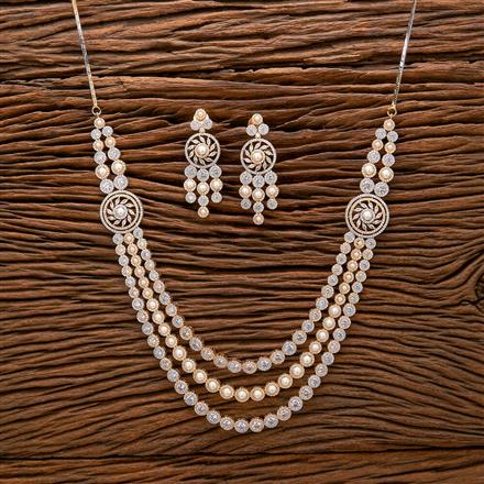 Cubic Zirconia 3 Line Necklace With 2 Tone Black Rhodium Plating