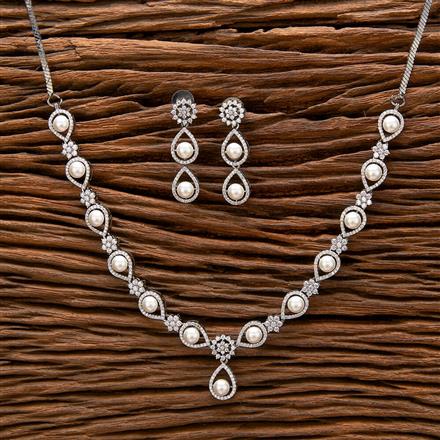 Cubic Zirconia Moti Necklace With 2 Tone Black Rhodium Plating