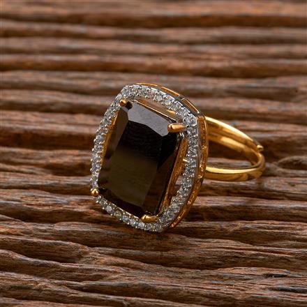 Cubic Zirconia Adjustable Ring With 2 Tone Plating