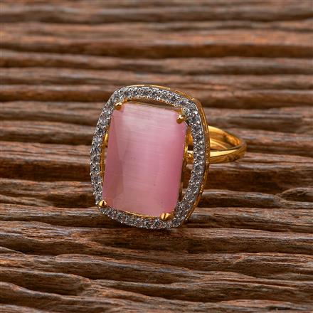 Cubic Zirconia Adjustable Ring With 2 Tone Plating