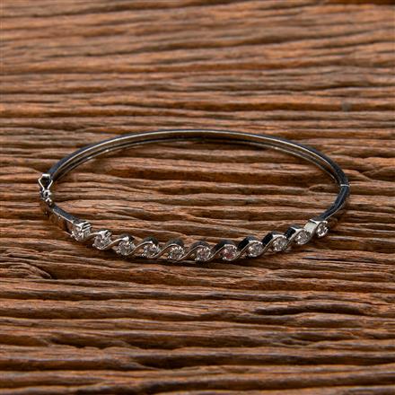 Cubic Zirconia Delicate Kada With 2 Tone Black Rhodium Plating