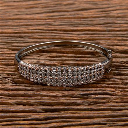 Cubic Zirconia Classic Kada With 2 Tone Black Rhodium Plating