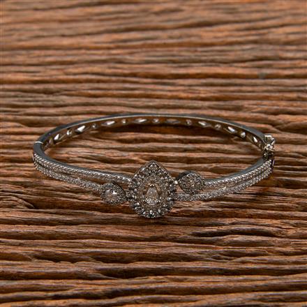 Cubic Zirconia Classic Kada With 2 Tone Black Rhodium Plating