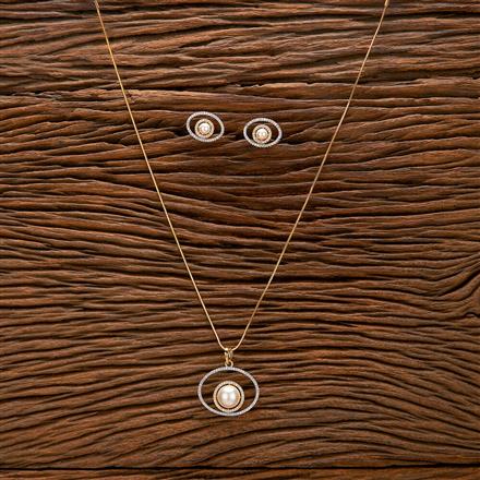 Cz Classic Pendant Set With 2 Tone Plating