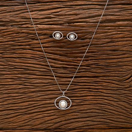 Cz Classic Pendant Set With Rhodium Plating