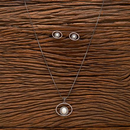 Cz Classic Pendant Set With Black Rose Plating