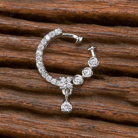 Cubic Zirconia Delicate Nose Ring With 2 Tone Rhodium Plating