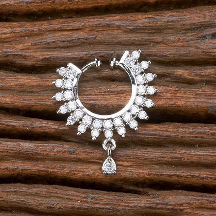 Cubic Zirconia Delicate Nose Ring With 2 Tone Rhodium Plating