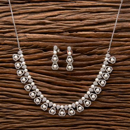 Cubic Zirconia Classic Necklace With Black 2 Tone Rhodium Plating