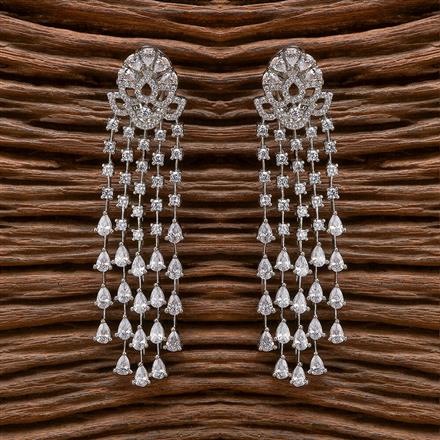Cubic Zirconia Classic Earring With 2 Tone Rhodium Plating