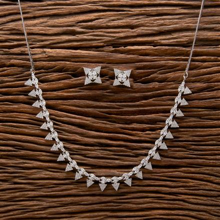 Cubic Zirconia Classic Necklace With 2 Tone Rhodium Plating