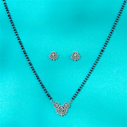 Cz Delicate Mangalsutra With Rhodium Plating