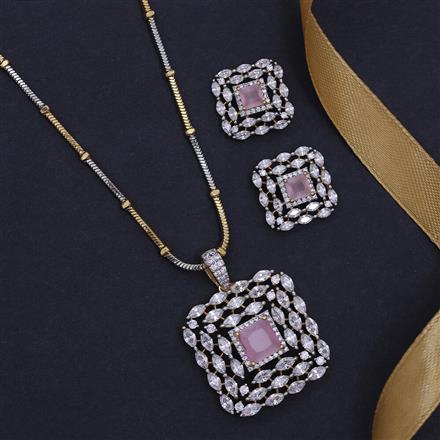 Cubic Zirconia Classic Pendant Set With 2 Tone Plating