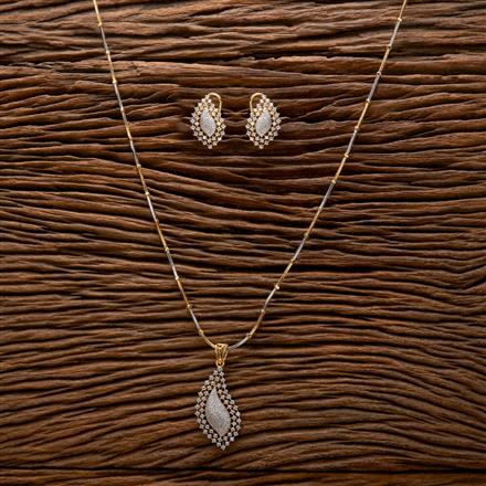 Cubic Zirconia Classic Pendant Set With 2 Tone Plating